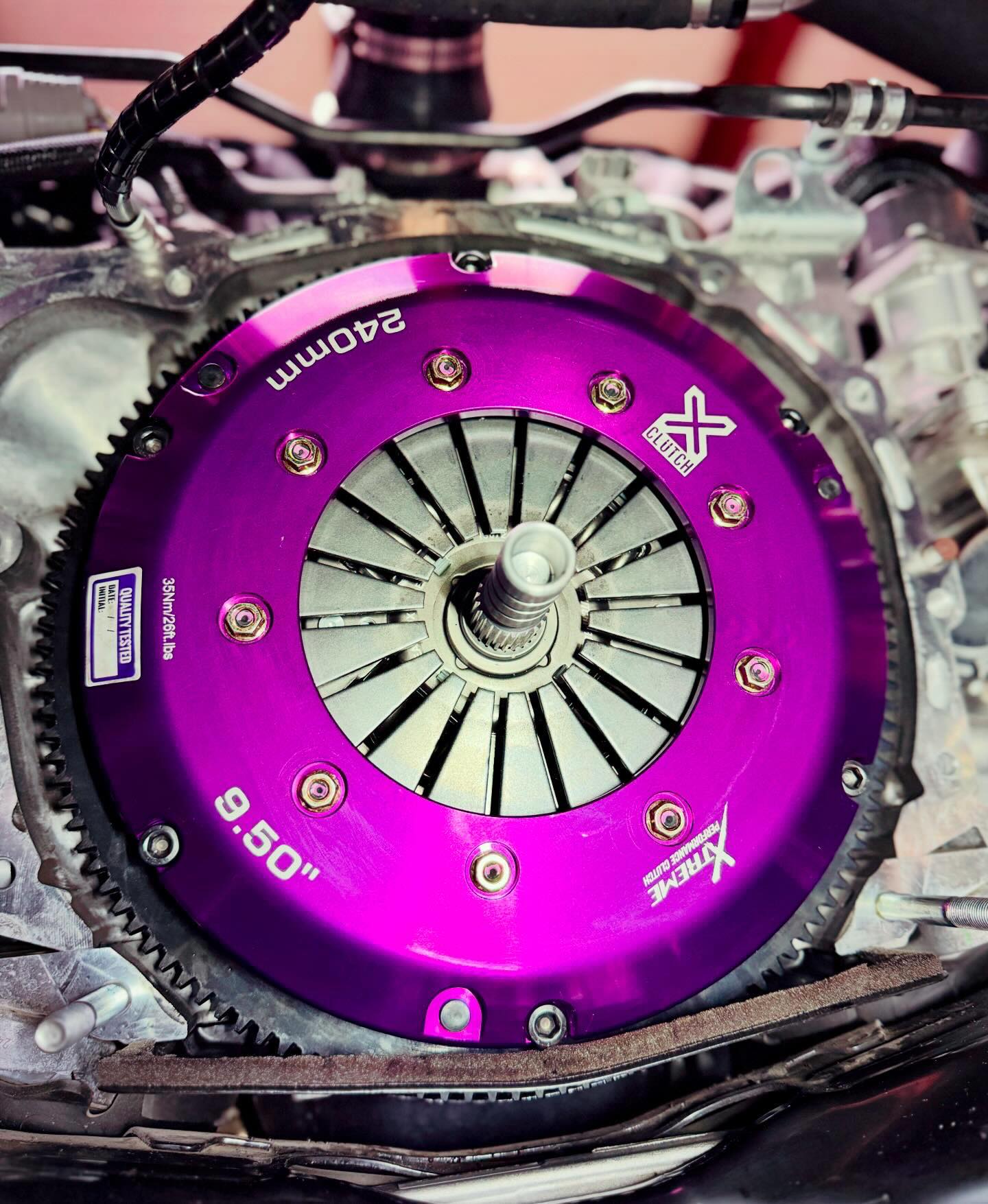 Purple XClutch assembly installed in Cinderelli’s drivetrain